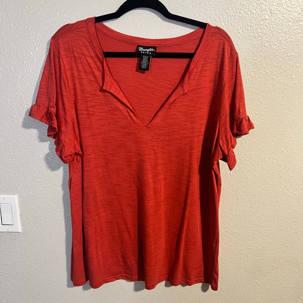 Wrangler Ruffle Sleeve T-Shirt Size Large - Picture 1 of 5